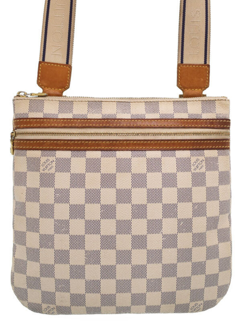 Louis Vuitton Damier Pochette Bosphore Shoulder Bag Canvas Leather Azur White